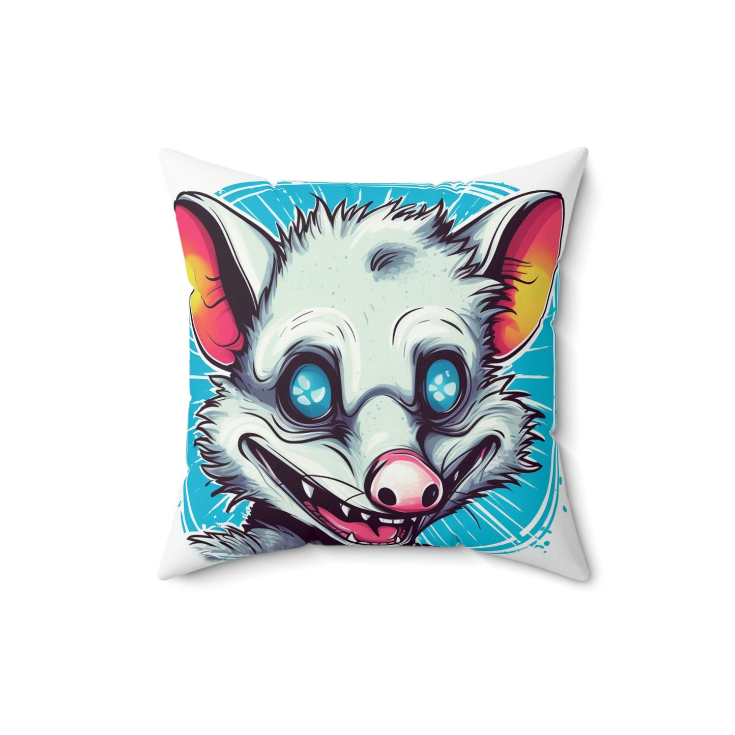 Delightful Opossum Summer Animation Spun Polyester Square Pillow