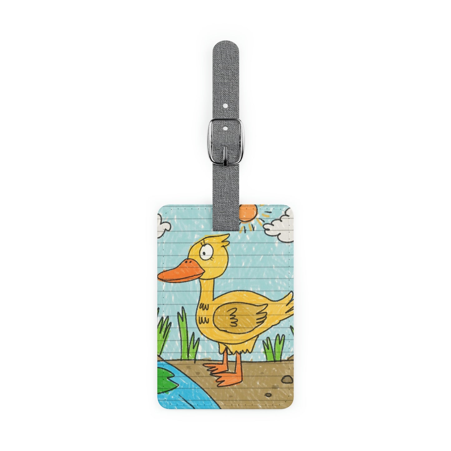 Duck Yellow Bird Pond Nature Graphic Saffiano Polyester Luggage Tag, Rectangle