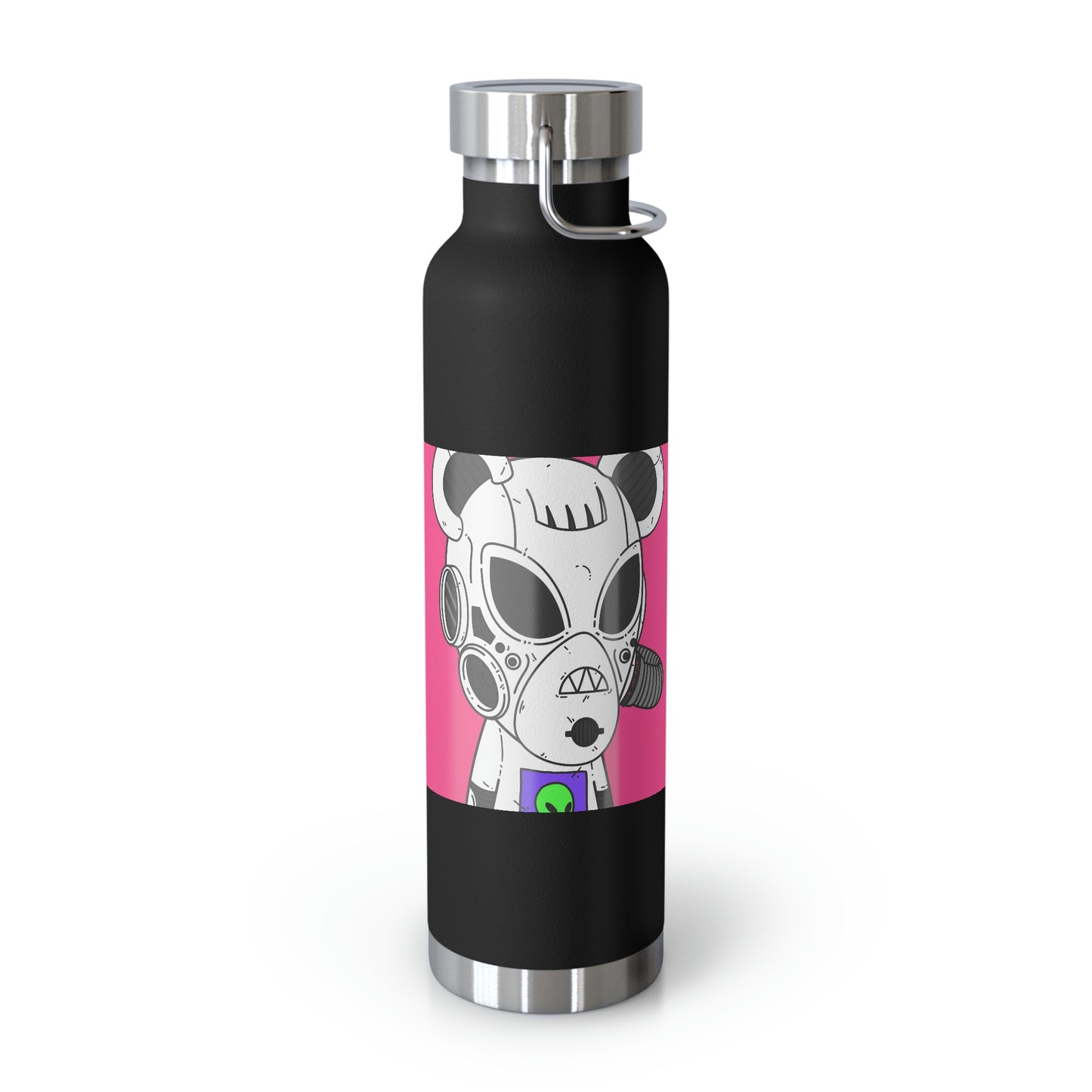 Armored White Mouse Ears Future Alien Cyborg Machine Visitor Copper Vacuum Insulated Bottle, 22oz