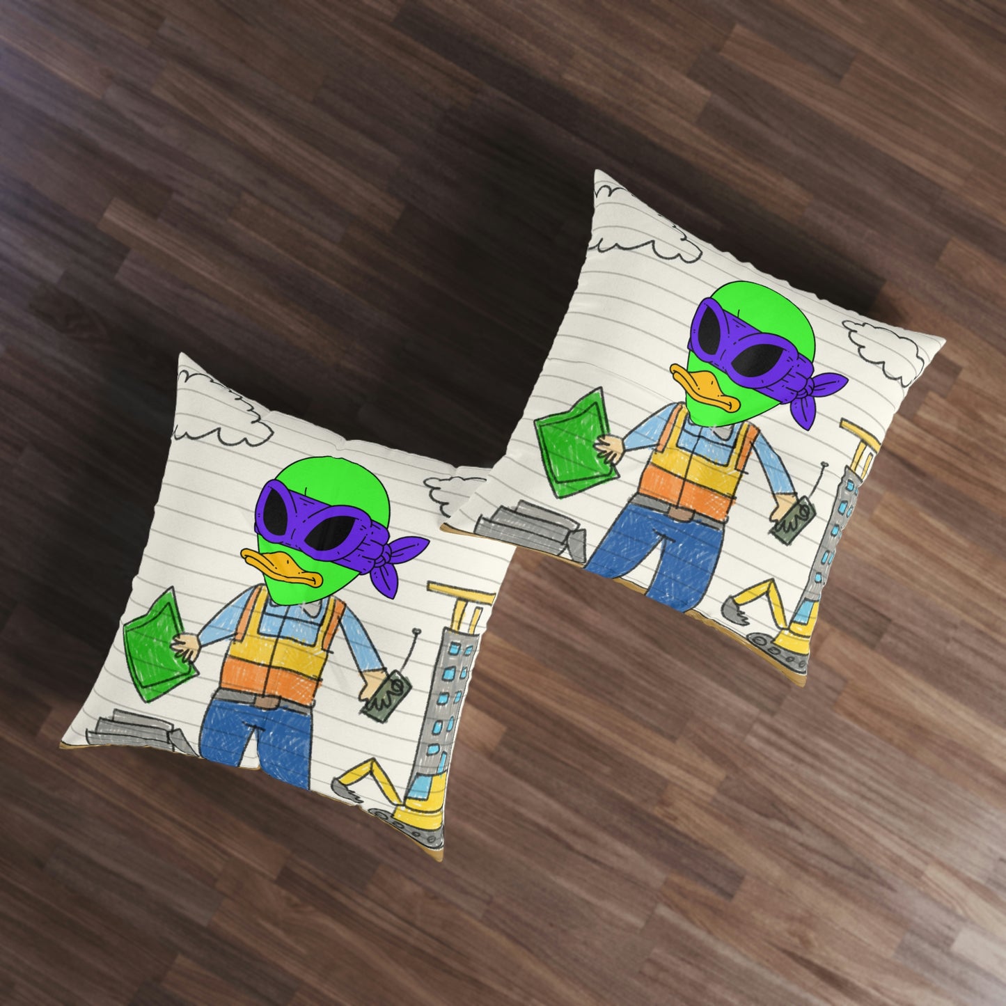 Contractor Building Capital Builder Visitor 751 Alien Tufted Floor Pillow, Square