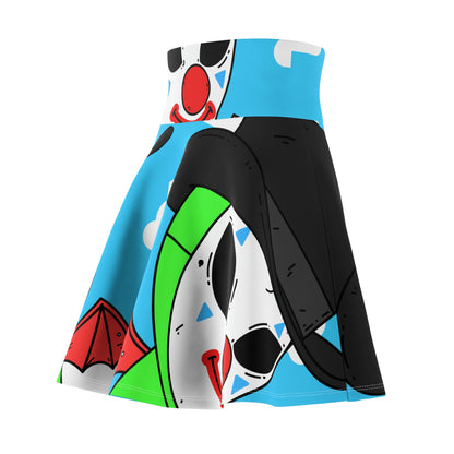 Clown Visitor Green Alien w/ Devil Wings Women's Skater Skirt