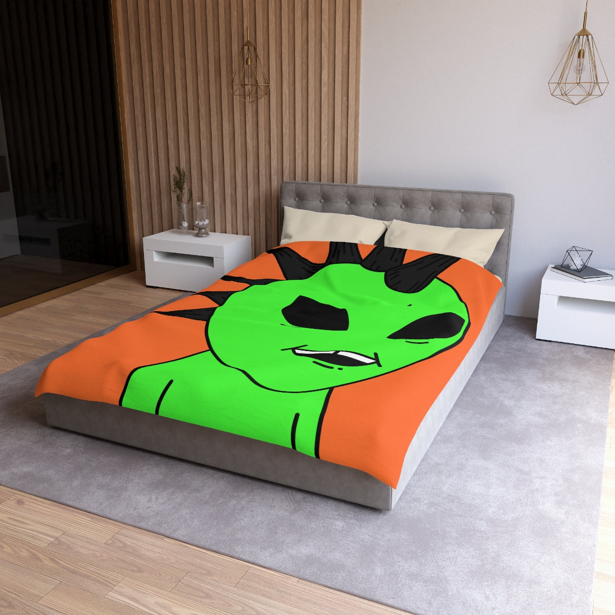 Black Hair Spiked Visitor Alien Microfiber Duvet Cover