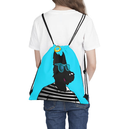 Cyborg Wolve Angel Halo Striped Shirt Glasses Wolf Outdoor Drawstring Bag