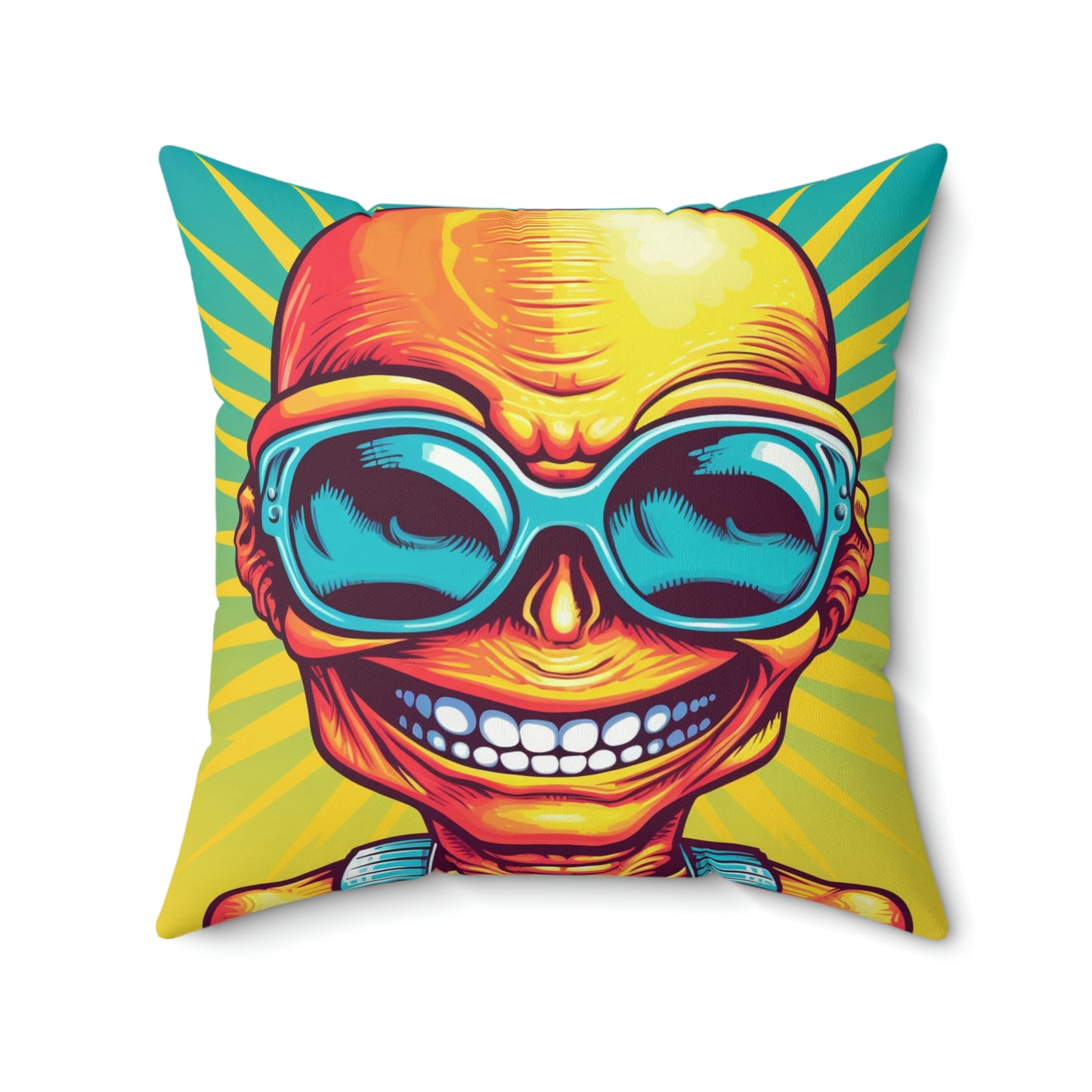 Alien Pop Culture Bright Body Designer Spun Polyester Square Pillow