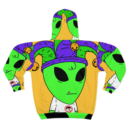 Jester Alien Joker Visitor AOP Unisex Zip Hoodie