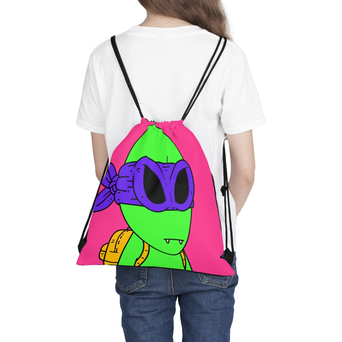 Green Vampire Alien Purple Ninja Mask Mochila amarilla Visitante al aire libre Mochila saco