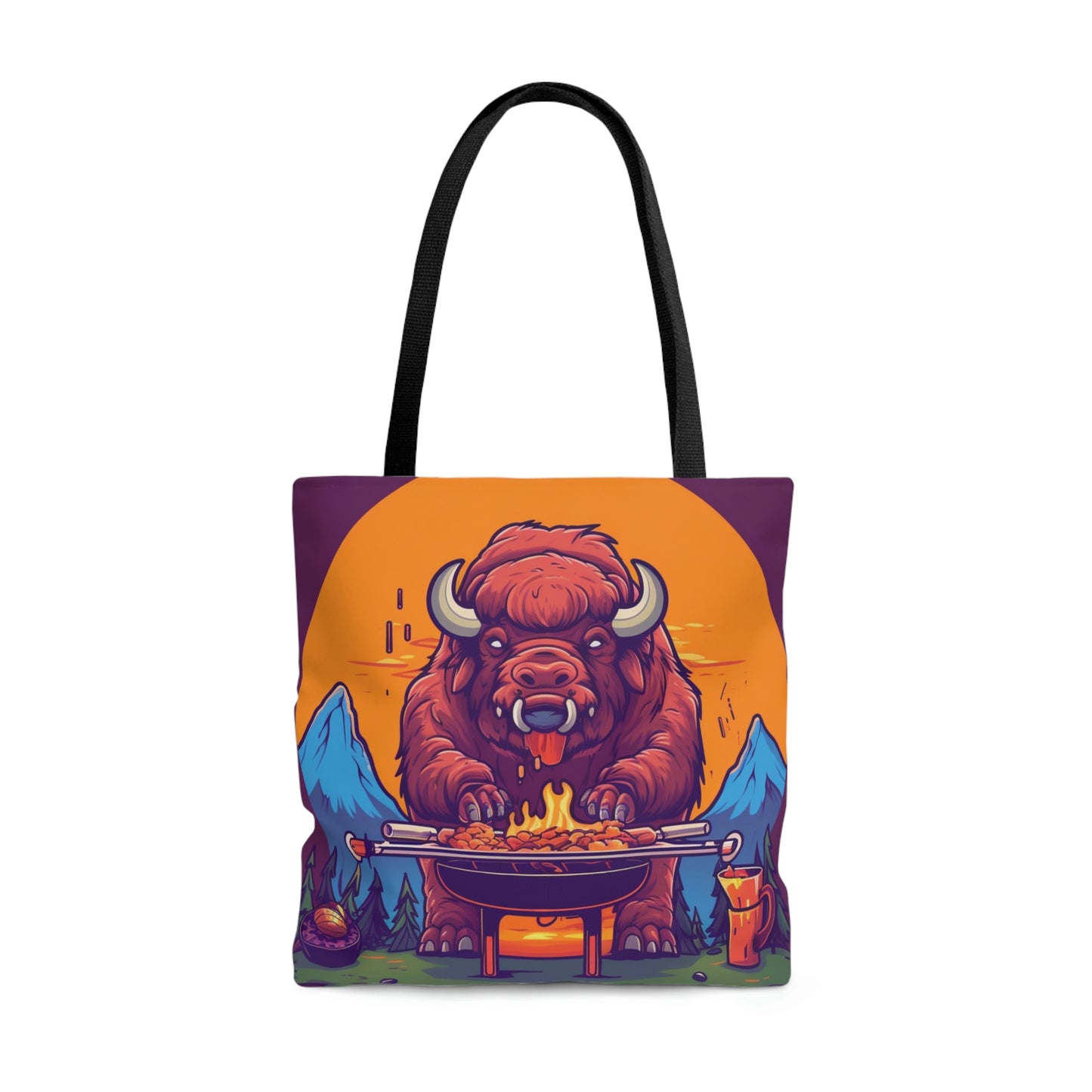 American Bison Grill Cook Food Buffalo Graphic Tote Bag (AOP)