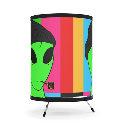 Pipe Smoking Green Alien Black Beanie Tripod Lamp with High-Res Printed Shade, US\CA plug