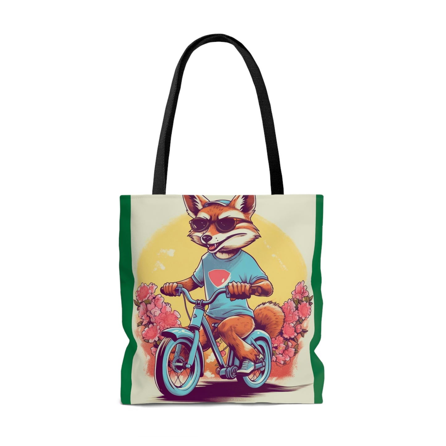 Fox Riding Bike Cartoon Anime Culture Graphic Tote Bag (AOP)