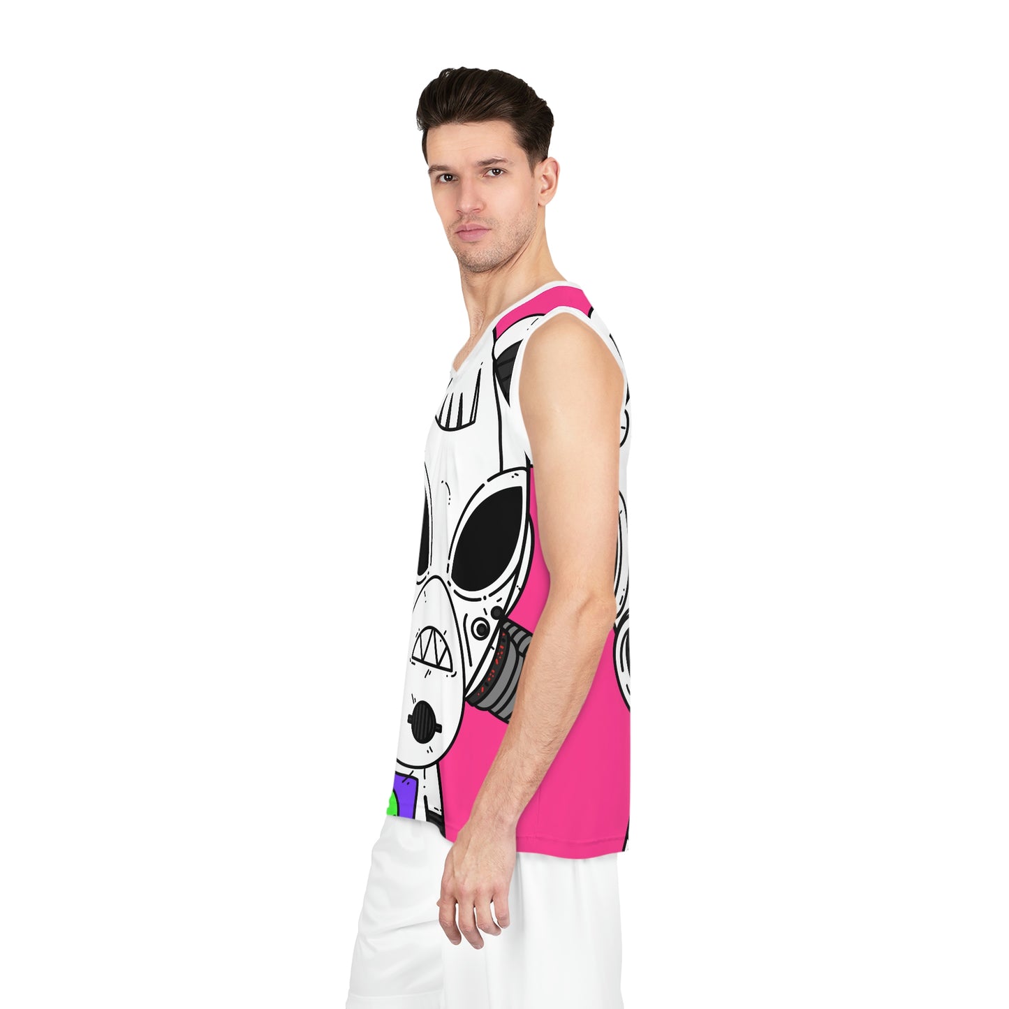 Armored White Mouse Ears Future Alien Cyborg Machine Visitor Basketball Jersey