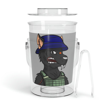 Army Black Wolf Cyborg Werewolve Ice Bucket with Tongs