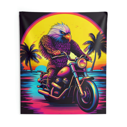 Rider Motorcycle American Bald Eagle Flyer US Graphic Indoor Wall Tapestries