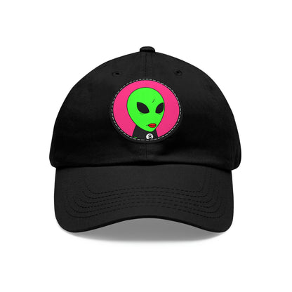 8 Ball Green Alien Lipstick Dad Hat with Leather Patch (Round)