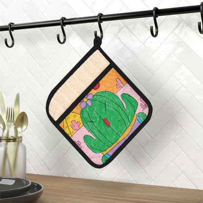 Desert Cactus Sumo Wrestler Graphic Pot Holder with Pocket