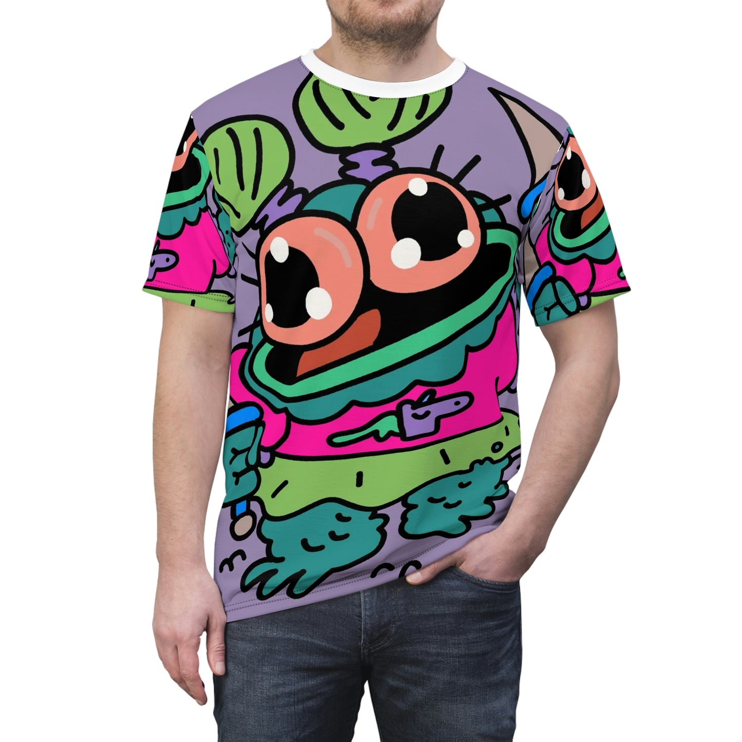 Frog Peppe Froggy Cartoon Camiseta unisex AOP cortada y cosida 