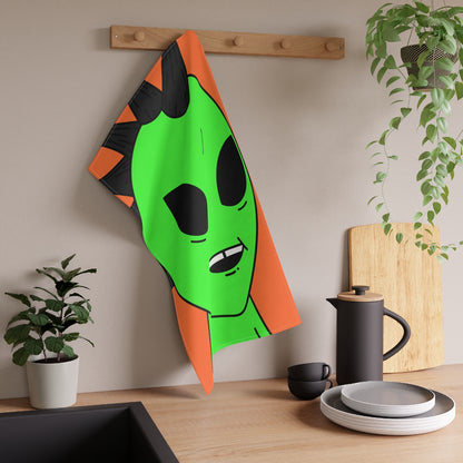 Black Hair Spiked Visitor Alien Kitchen Towel