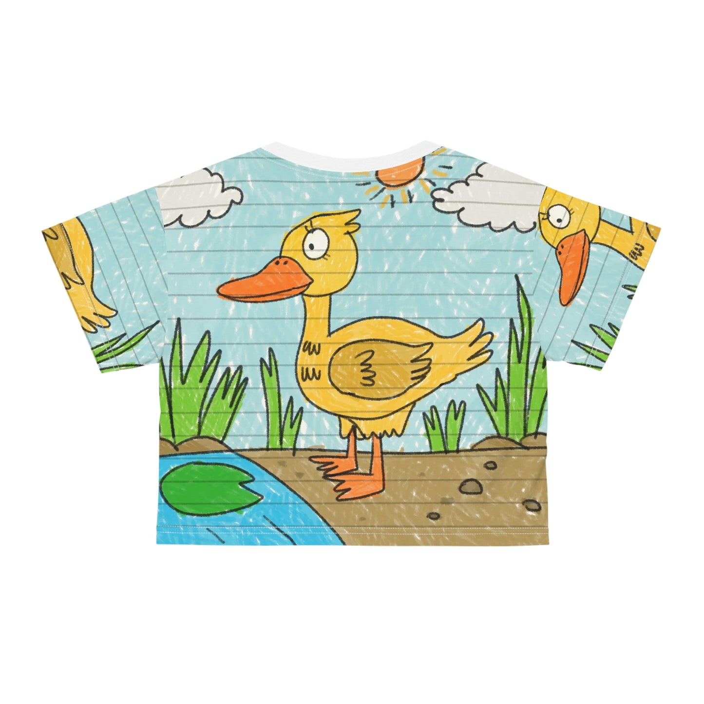 Yellow Duck Bird Pond AOP Crop Tee