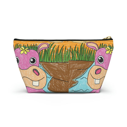 Hippo Hippopotamus Animal Creature Graphic Accessory Pouch w T-bottom