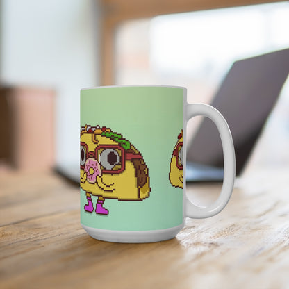 Donut Cartoon Taco Coffee Mug 15oz