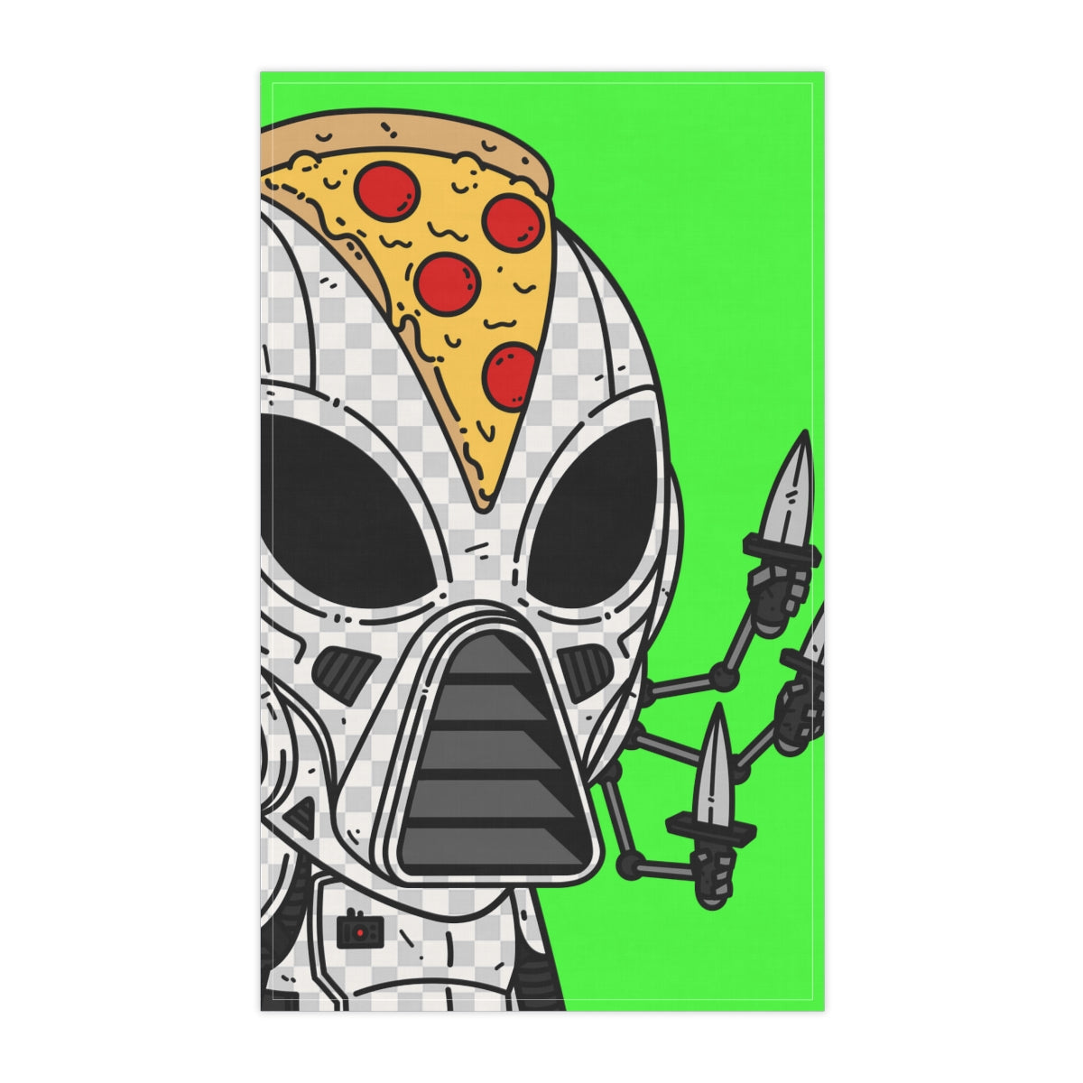 Knive Peppe Pizza Viz Wiz Armored White Future Alien Cyborg Machine Visitor Kitchen Towel