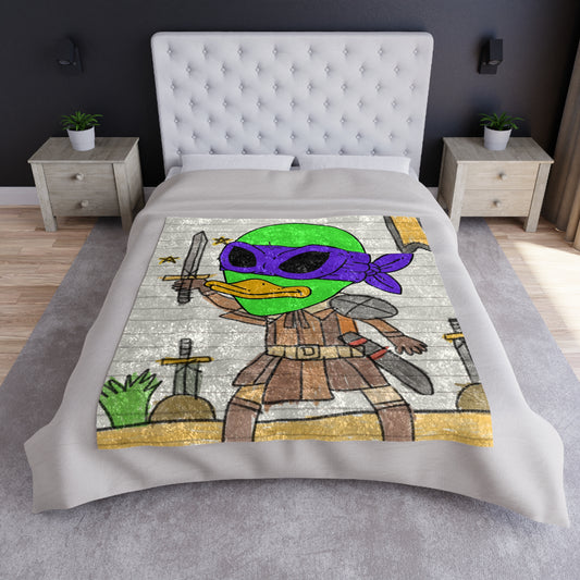 Ninja Sword Turtle Alien Soldier Visitor 751 Crushed Velvet Blanket