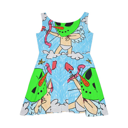 Valentine Alien Heart Love Veggie Visi Vegetable Visitor Women's Skater Dress