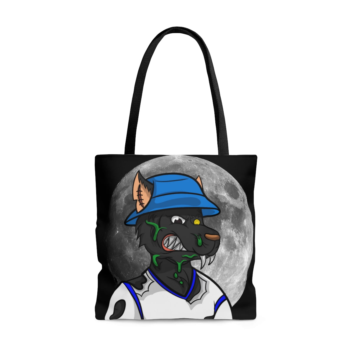 Black Wolf Full Moon Cyborg Werewolve AOP Tote Bag