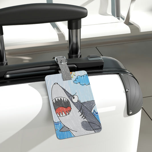 Shark Jaw Teeth Attack Ocean Sea Creature Saffiano Polyester Luggage Tag, Rectangle