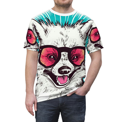 Happy Opossum Retro Cartoon Unisex Cut & Sew Tee (AOP)