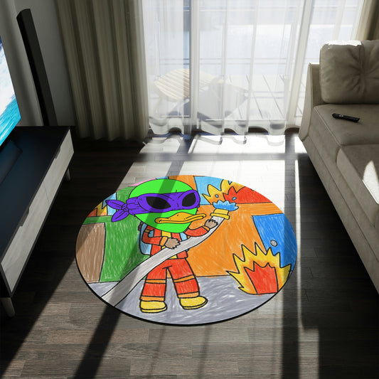 Superhero Fireman Fire Fighter Visitor 751 Alien Round Rug