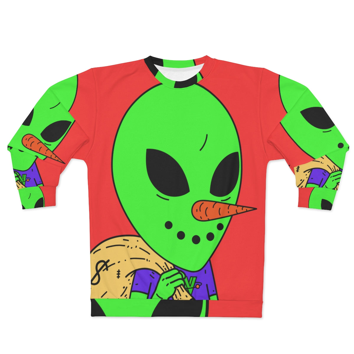 Money Bag Cash Dollar Fiat Alien AOP Unisex Sweatshirt