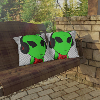 Alien Music Headphone Podcast Character Visitor Outdoor Pillows