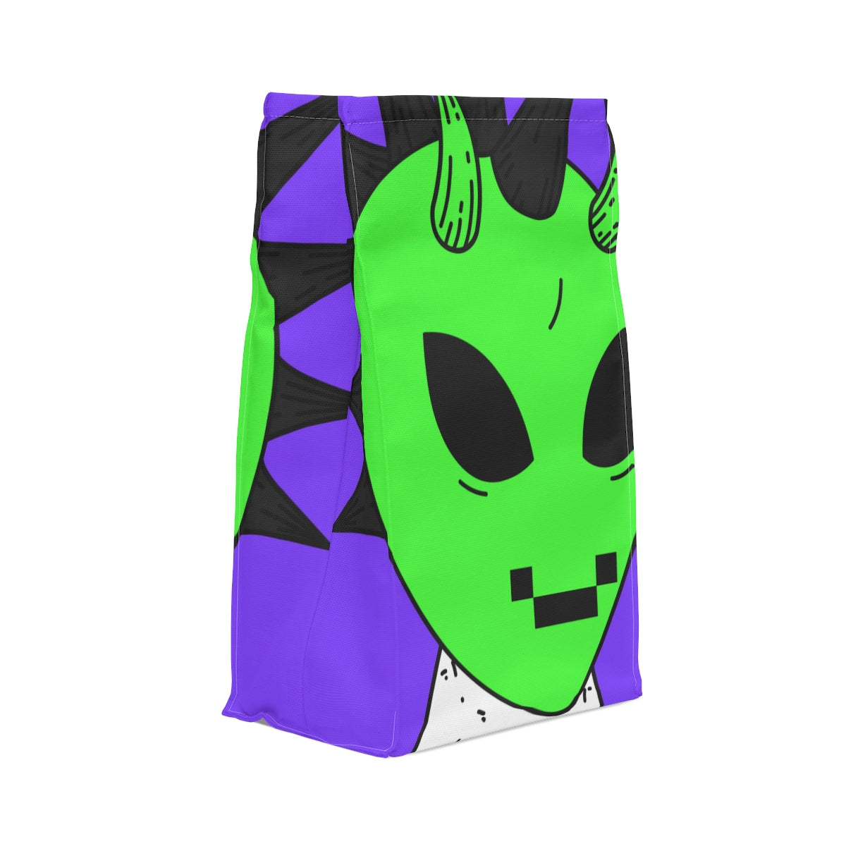 Cow Green Alien Spike Black Hair Digital Smile Visitor Polyester Lunch Bag