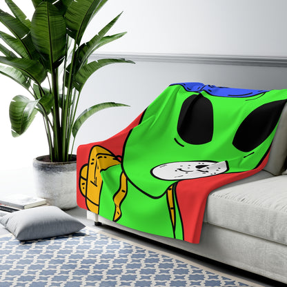 White Dog Bear Mouth Alien Green Visitor Yellow Backpack Blue Visi Hat Sherpa Fleece Blanket