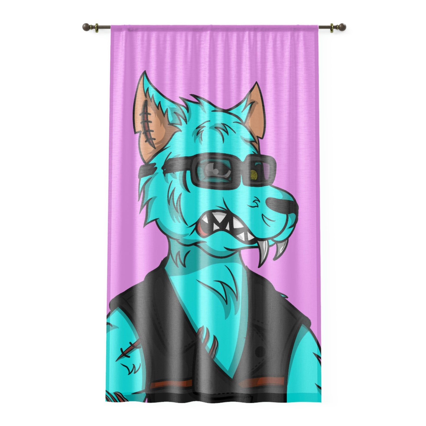 Wolve Aqua Water Blue Wolf Cyborg Window Curtain