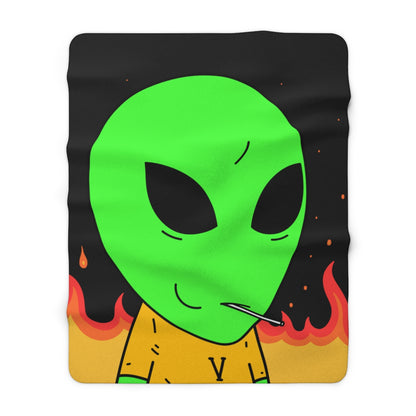 Space Alien UFO SCI FI Sucker Visitor Fire Flame Blazing heat Galactic Sherpa Fleece Blanket