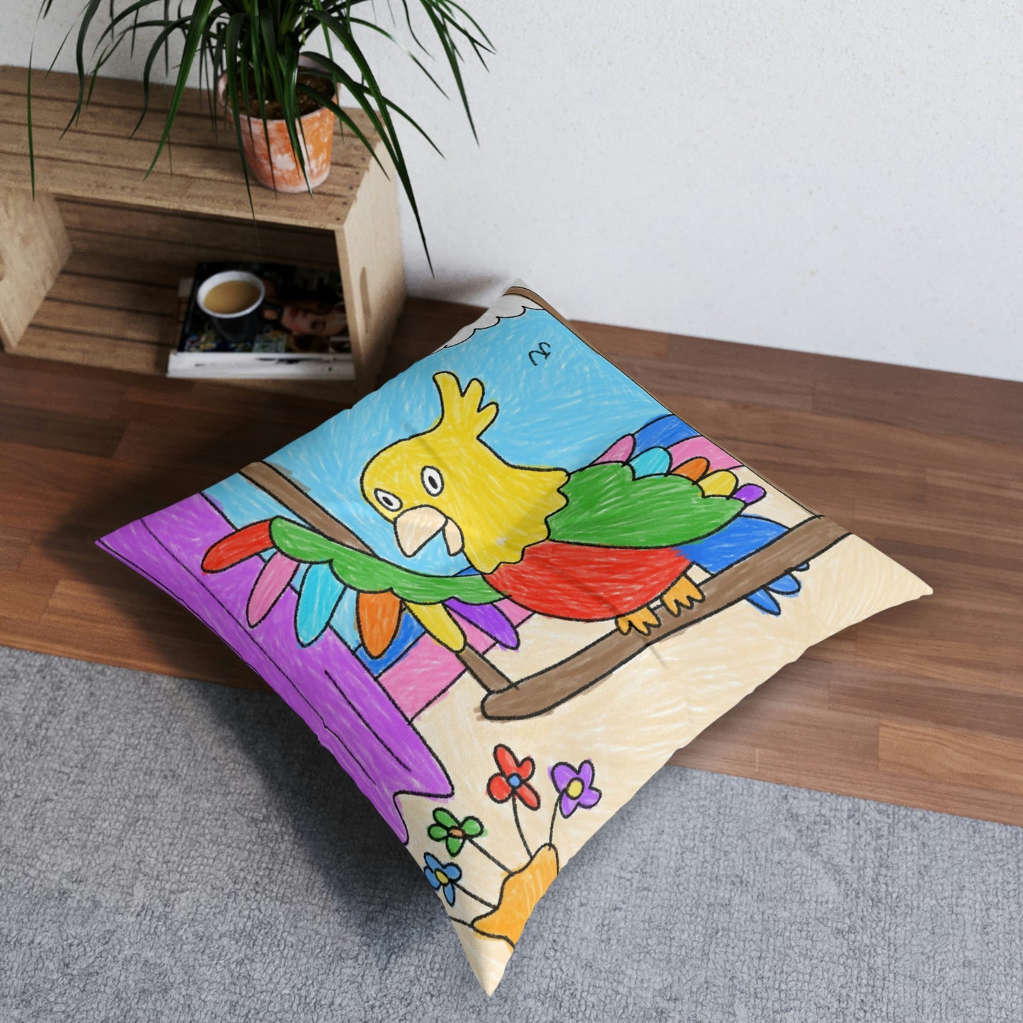 Animal Lover Parrot Perfect Gift for Parrot Owners Tufted Floor Pillow, Square