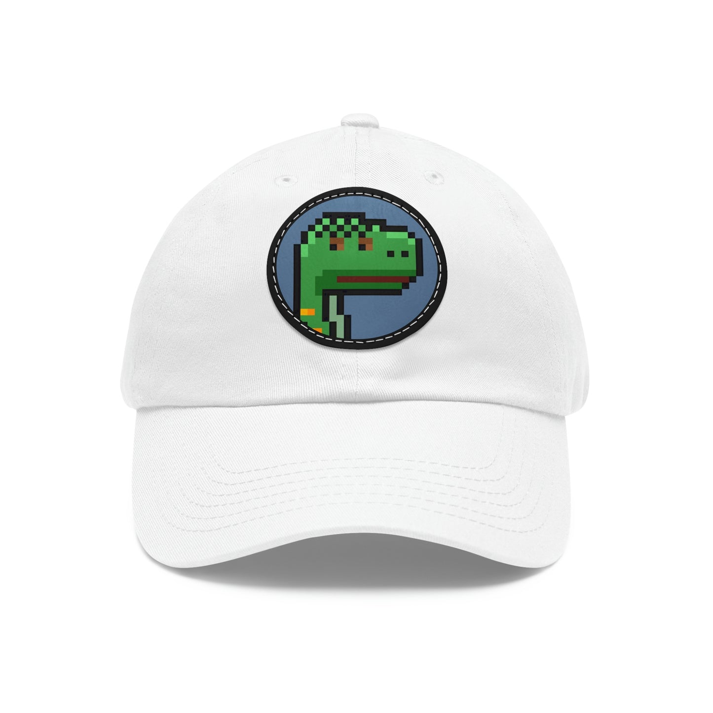 Dinosaur Dino Pixel Dad Hat with Leather Patch (Round)