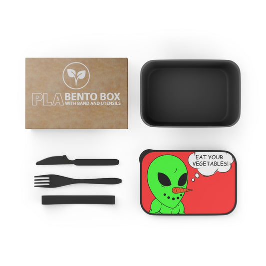 Veggie Visi The Vegetable Visitor Alien Eat Your Veg PLA Bento Box with Band and Utensils