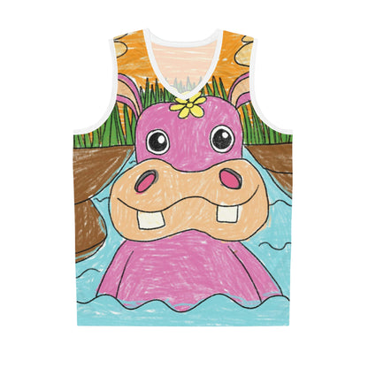 Hippo Hippopotamus Animal Creature Graphic Basketball Jersey (AOP)