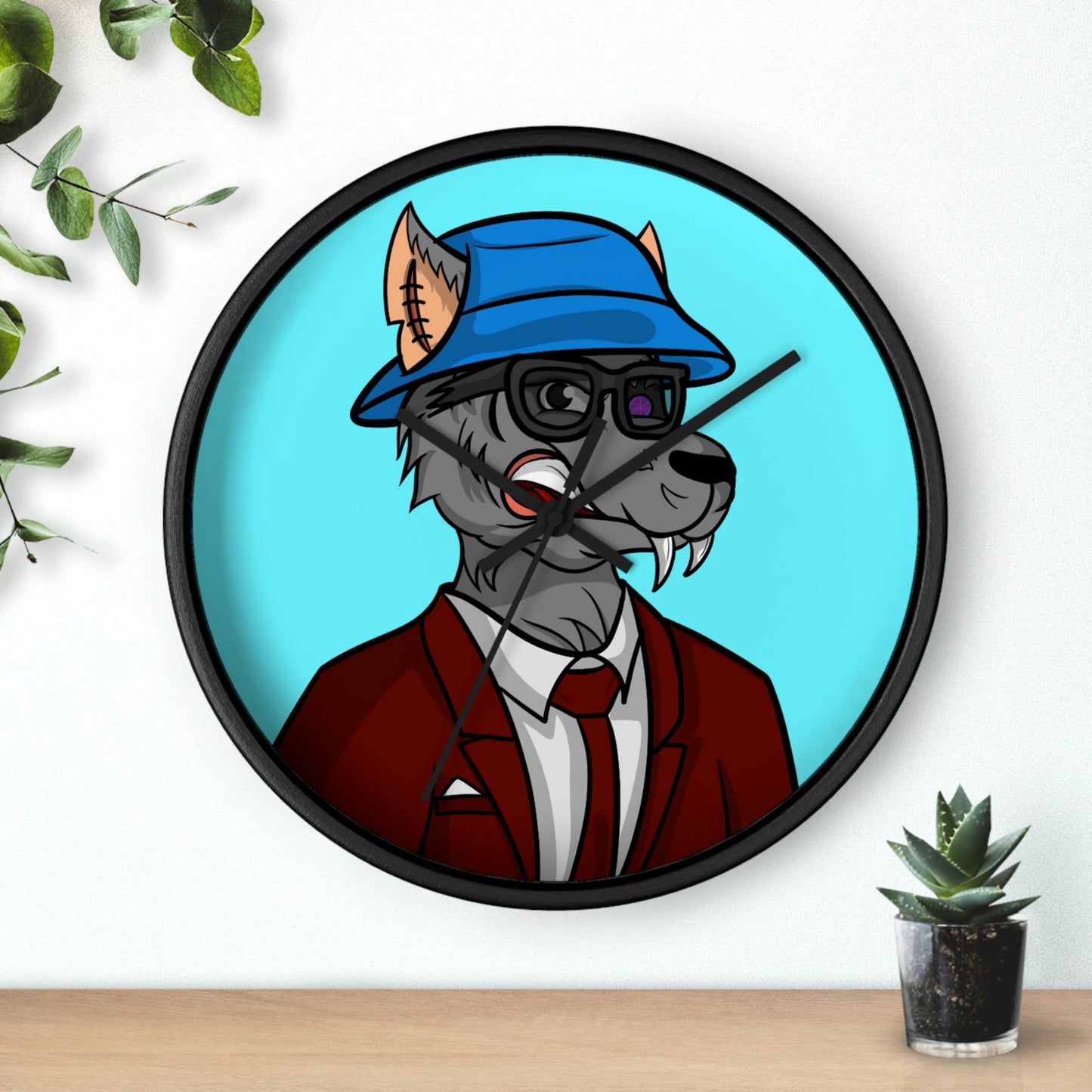 Maroon Business Suit Werewolf Wall clock