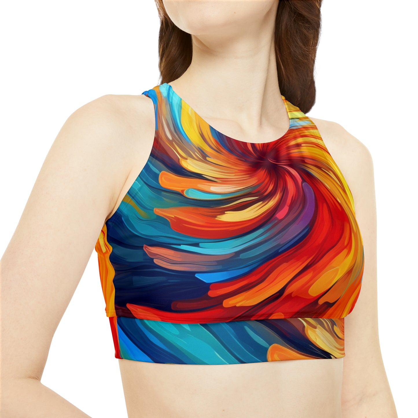 Sporty Bikini Set with Vibrant Swirls - Abstract Art Design (AOP)