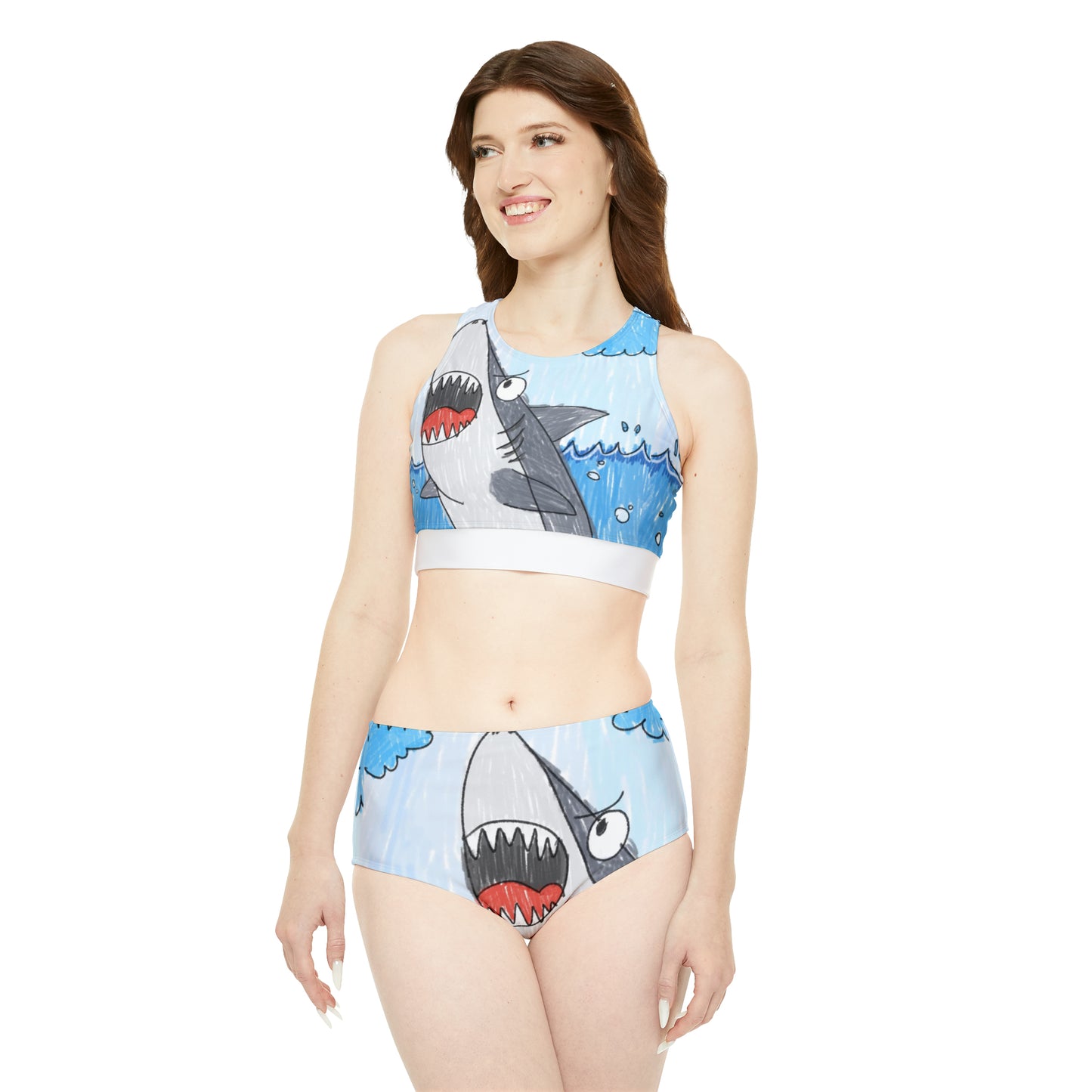 Shark Jaw Teeth Attack Ocean Sea Creature Sporty Bikini Set (AOP)