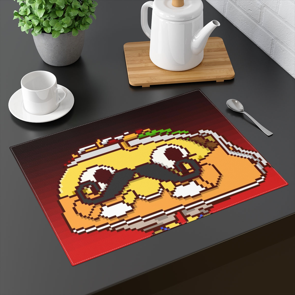 Karate Taco Flame Color Background Placemat