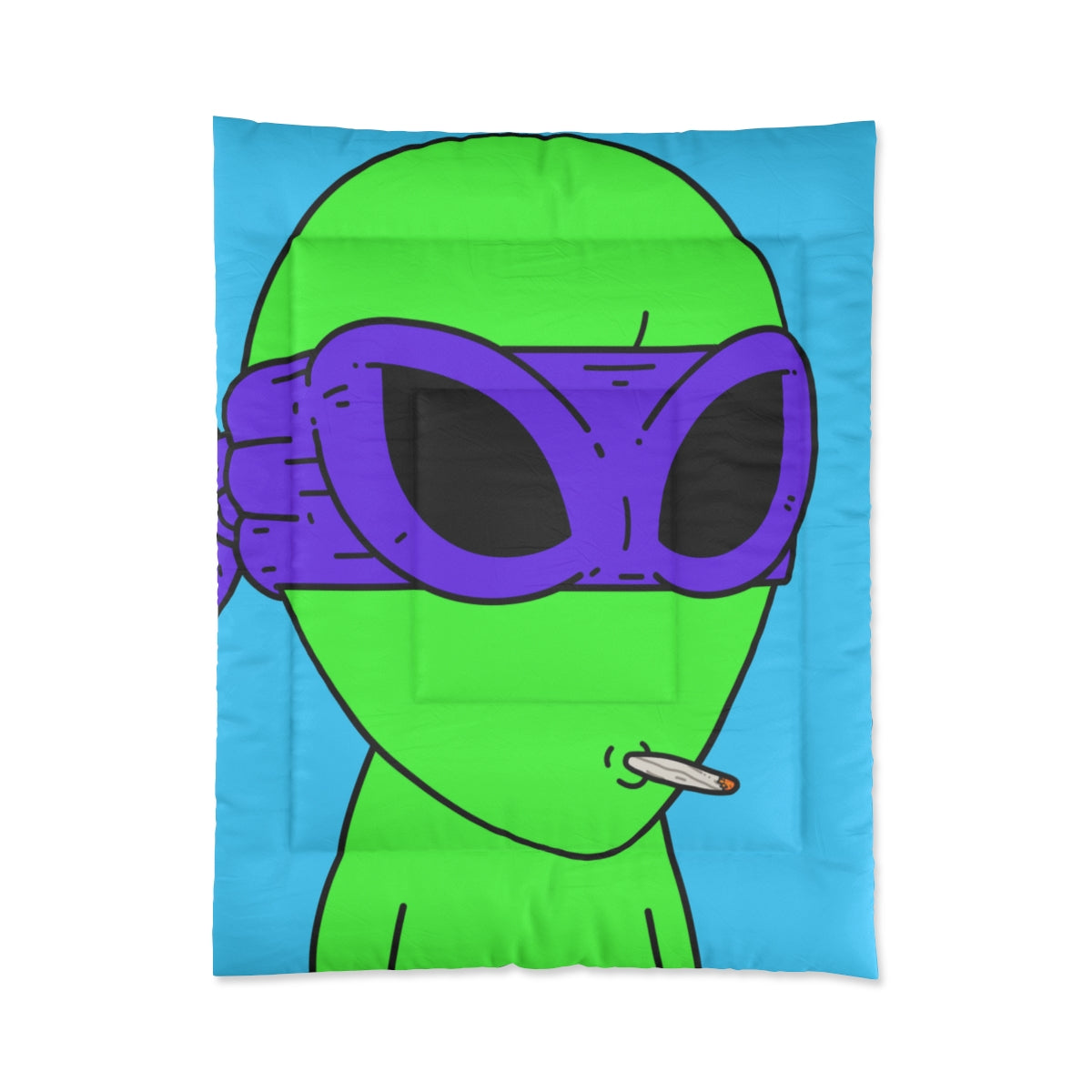 White Whistle Mouth Green Visitor Purple Ninja Mask Alien Bed Comforter