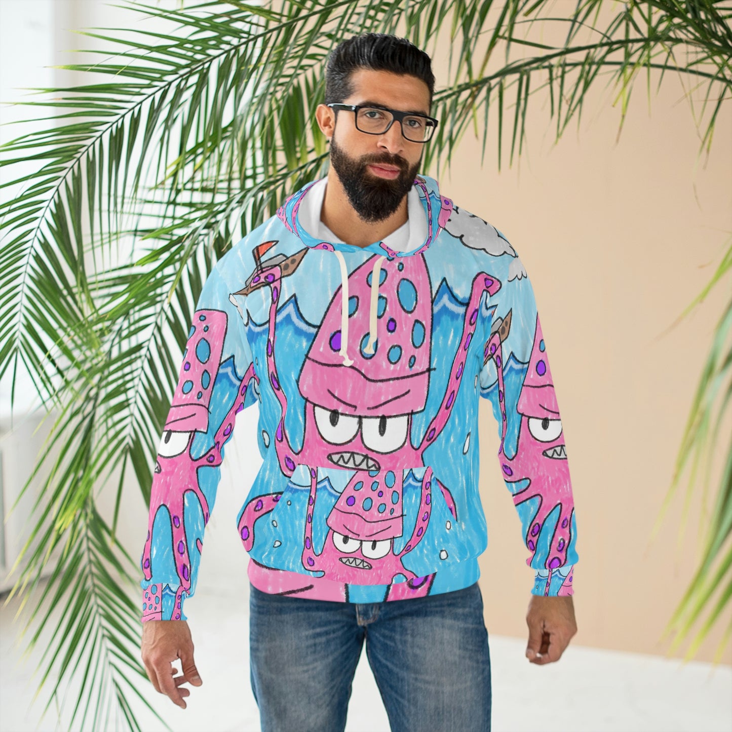 Sudadera con capucha unisex The Kraken Octopus Clean Graphic AOP