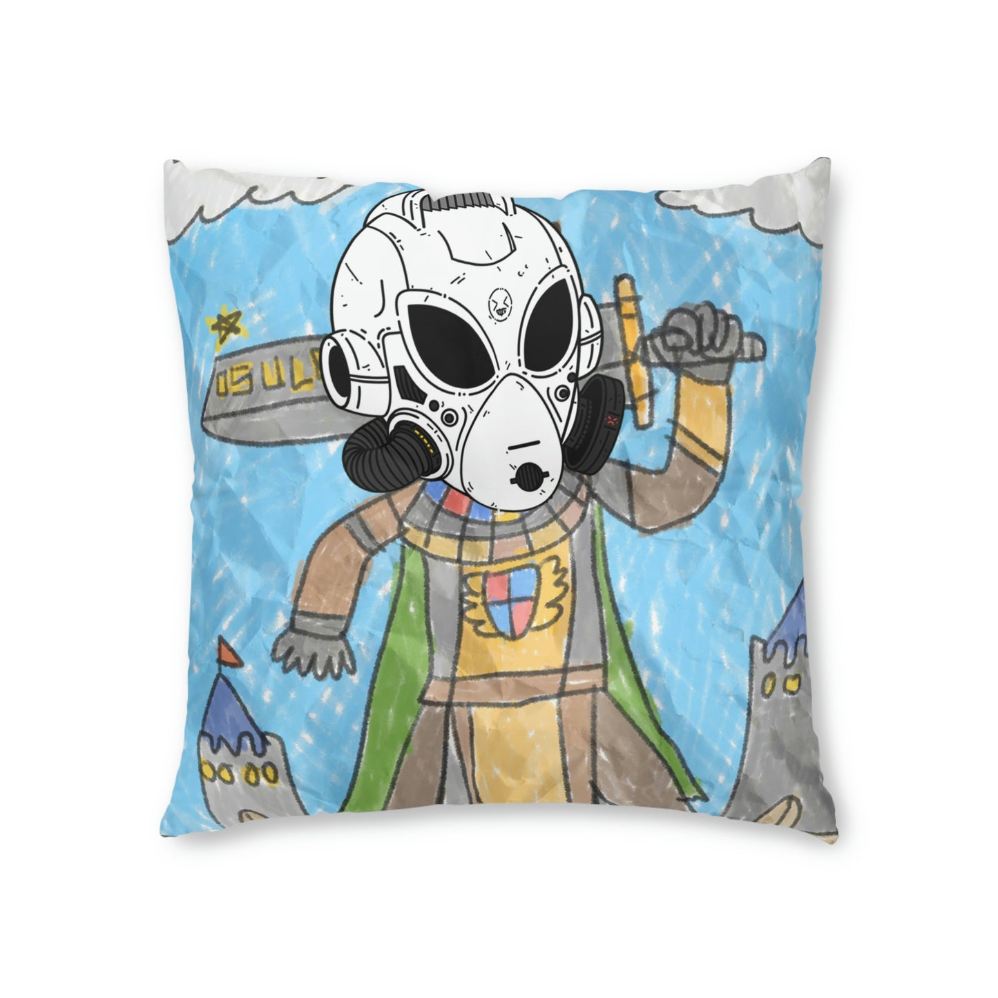 Robot Anime Large Sword Warrior Battle Alien LOL Visitor Tufted Floor Pillow, Square