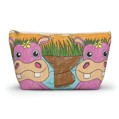 Hippo Hippopotamus Animal Creature Graphic Accessory Pouch w T-bottom