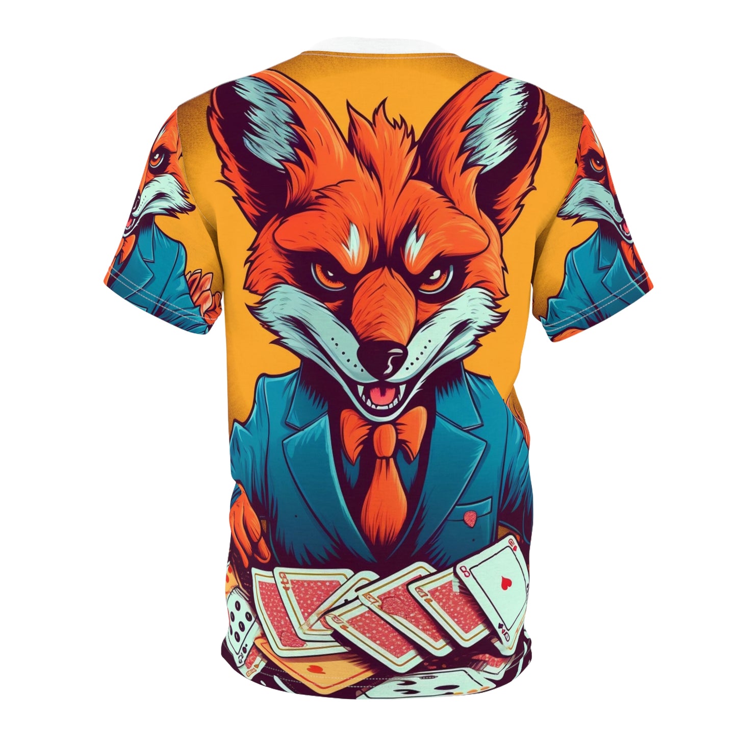 Fox Poker Animal Star Player Game Graphic Unisex Cut & Sew Tee (AOP)