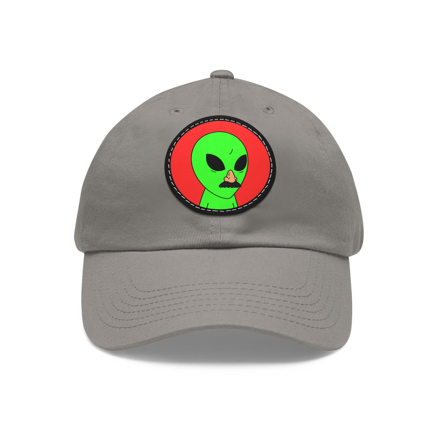 Fake Alien Human Mask Dad Hat with Leather Patch (Round)